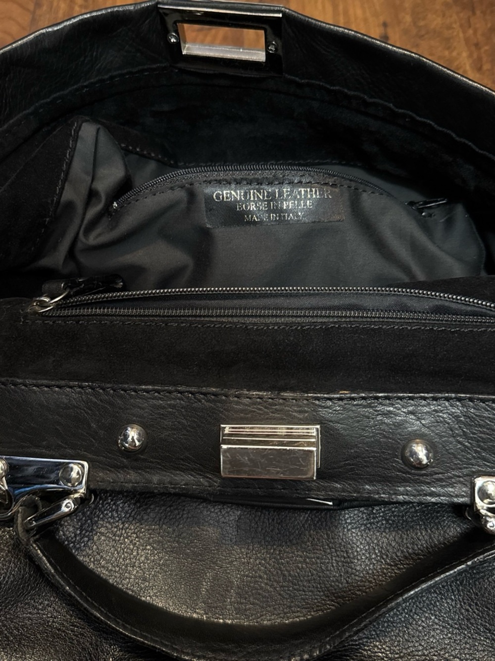 Black Leather Top-Handle Peekaboo - Picture 4 of 6